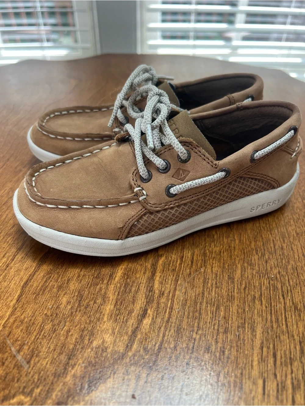 Sperry Kids Brown Suede Water Shoes with White Laces
